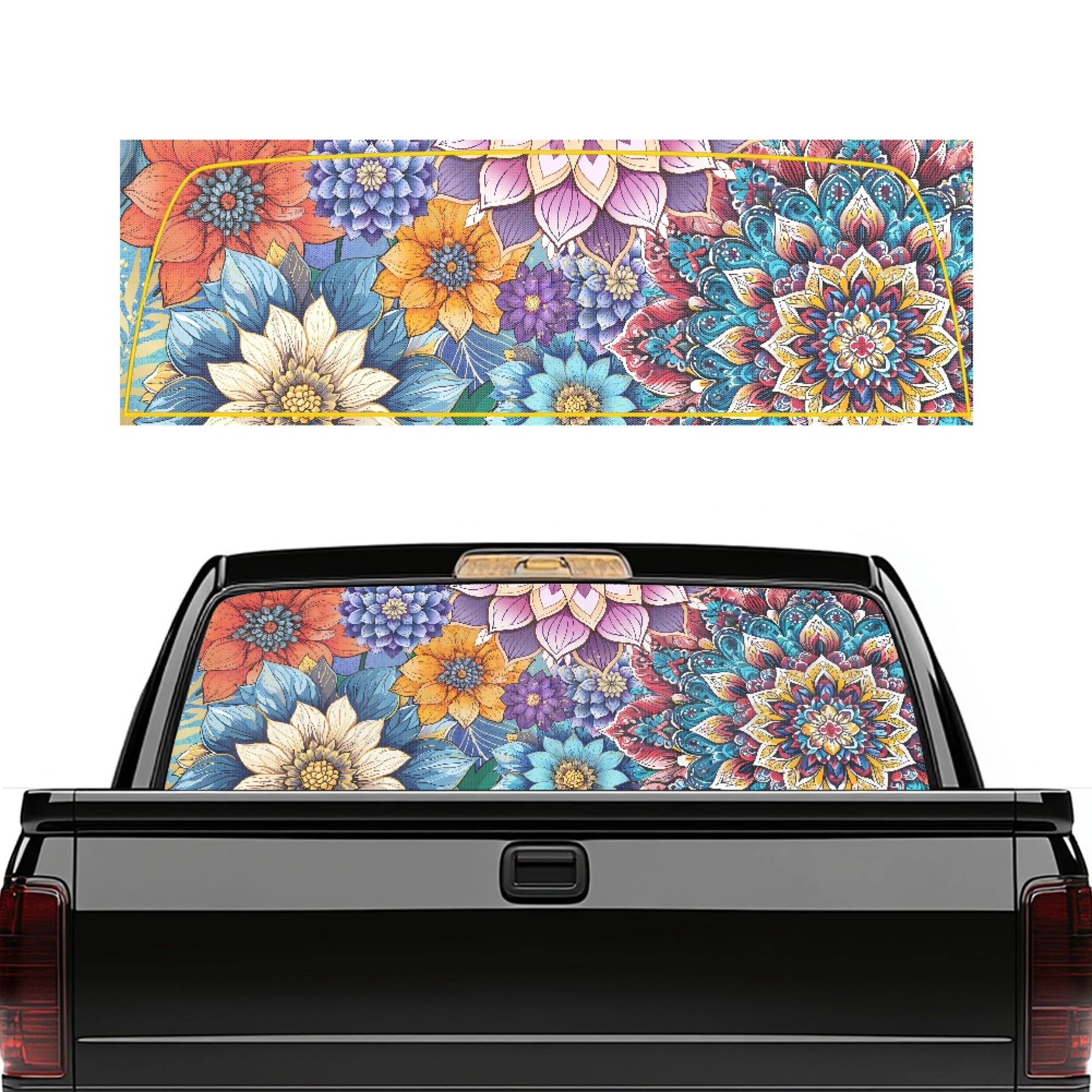 Retail Window Graphics Pattern Psesaysky Boho Floral Mandala Pattern Automotive Decals 66.9 x 22.4 ...