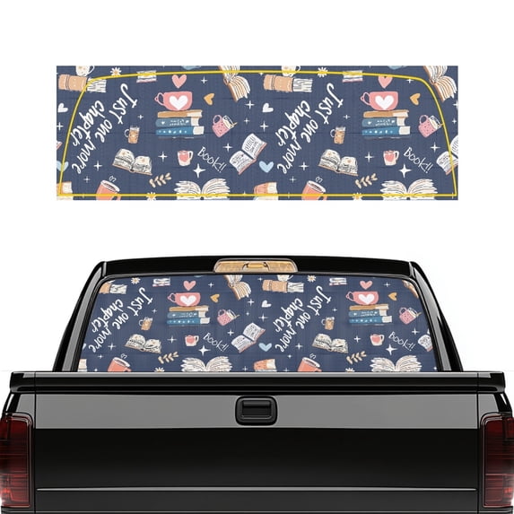 Psesaysky Book Coffee Quote Truck Rear Window Decal, See through 66.9 x 22.4 Inches, Vinyl Easy Install Anti-Deformation for Most Pickups