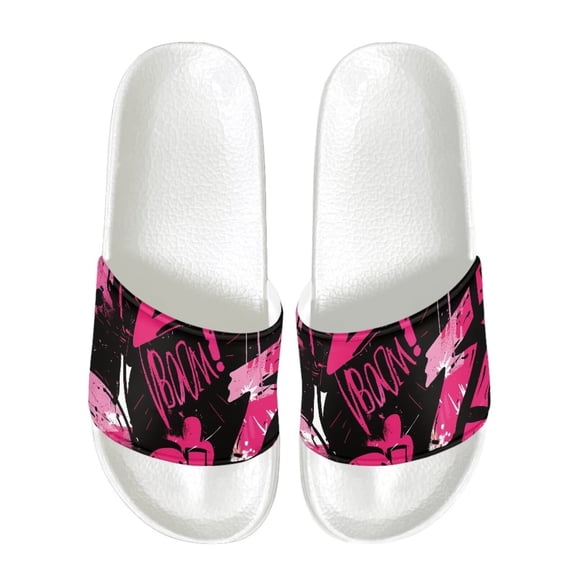 Psesaysky Boom Graffiti Slide Sandals for Women Girls Fashionable Comfortable Bathroom Sandals Beach Sandals Non Slip Sunmmer House Slippers