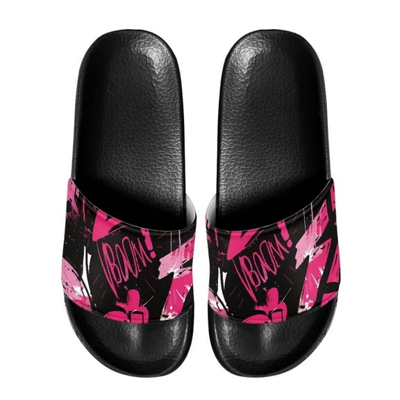 Psesaysky Boom Graffiti Slide Sandals for Women Girls Fashionable Comfortable Bathroom Sandals Beach Sandals Non Slip Sunmmer House Slippers