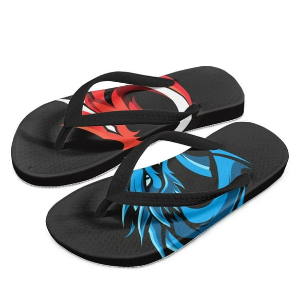 Psesaysky Boy Flips Flops for Kids Blue Red Dragon Print Child Slip-on Thong Sandals Kid Boys Slides Water Shoes for Beach Swim Pool Size 12