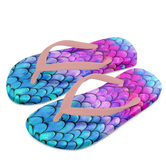 Psesaysky Boy Flips Flops for Kids Gradient Mermaid Print Child Slip-on Thong Sandals Kid Boys Slides Water Shoes for Beach Swim Pool Size 12