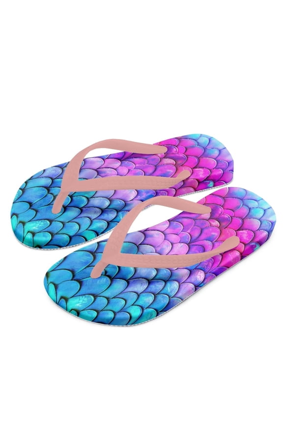 Boy Flips Flops for Kids Gradient Mermaid Print Child Slip-on Thong Sandals Kid Boys Slides Water Shoes for Beach Swim Pool Size 12