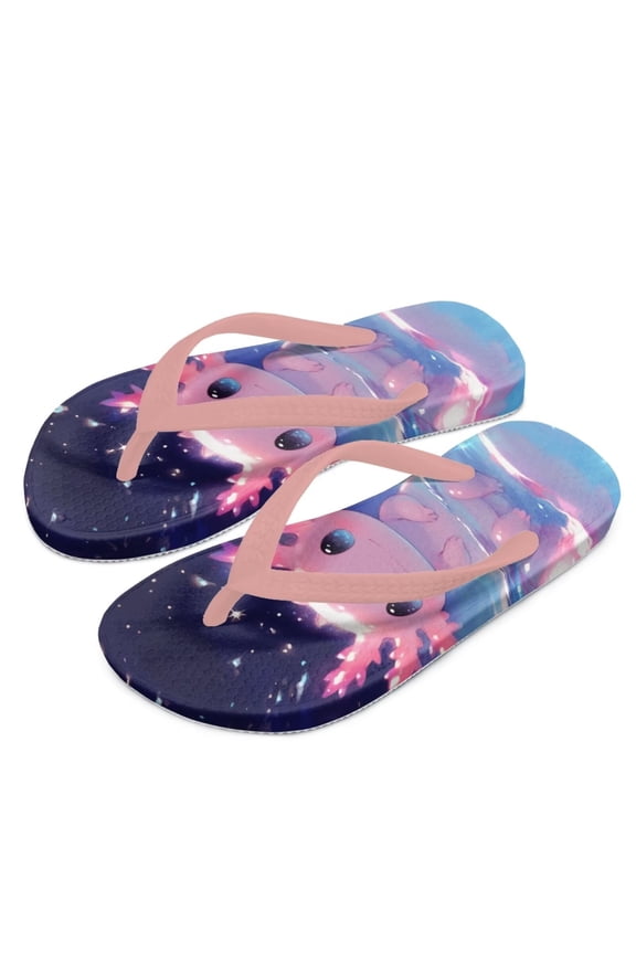 Boy Flips Flops for Kids Kawaii Axolotl Print Child Slip-on Thong Sandals Kid Boys Slides Water Shoes for Beach Swim Pool Size 10