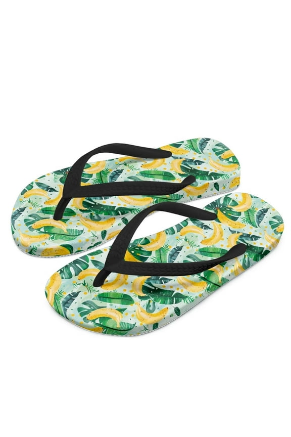 Boy Flips Flops for Kids Tropical Banana Print Child Slip-on Thong Sandals Kid Boys Slides Water Shoes for Beach Swim Pool Size 10