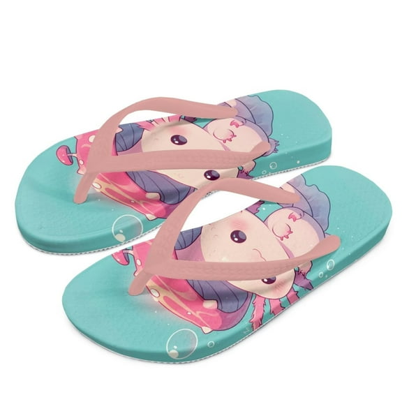 Psesaysky Boys' Beach Sandal Funny Axolotl Mushroom Print Trendy Slip-on Flip-Flop Sandals for Swim Pool Size 10