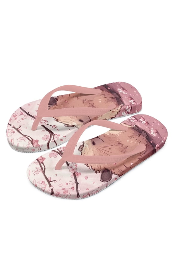 Boys Girls Flip Flops Capybara Floral Print Child Summer Slip-on Thong Sandals Beach Pool Water Shoes(Little/Big Kid) Size 3