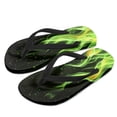 thumbnail image 1 of Psesaysky Boys Girls Flip Flops Green Flame Print Child Summer Slip-on Thong Sandals Beach Pool Water Shoes(Little/Big Kid) Size 3, 1 of 7