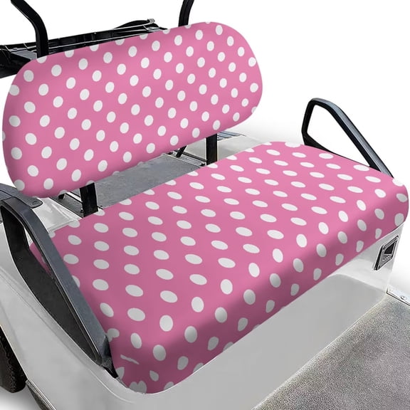 Psesaysky Breathable Universal Seat Covers for Ezgo Club Car Seats Golf Cart Pink Polka Dot Print Golf Front and Back Seat Cushion Cover Fit Like a Glove