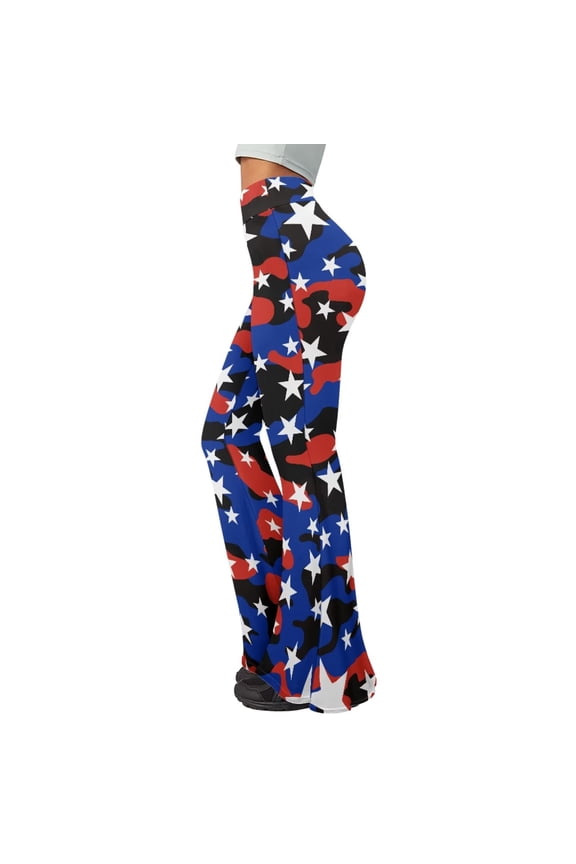 Bronze Cow Print Flare Leggings for Women Union Jack Workout High Waist Yoga Pants for Women Causal Wide Leg Bootcut Stretchy Pants for Running Athletic