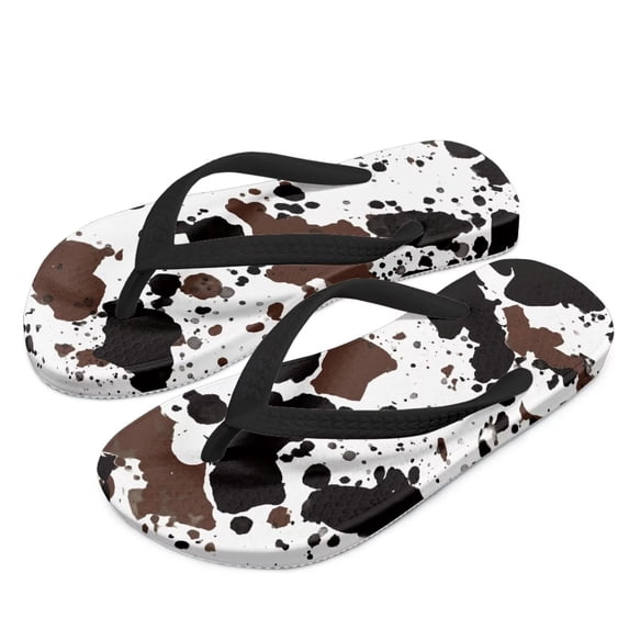 Psesaysky Brown Cow Spot Print Flip Flop Sandal Water Shoes - Beach Slides Slip-on Quick Dry Thong FlipFlops Sandals for Boys (11-12 Little Kids) Size 10