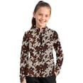 thumbnail image 1 of Psesaysky Brown Cowhide Print Girls Long Sleeve Shirts Quarter Zip Pullover Quick Dry Athletic Shirts Kids Basic Tees Workout Yoga Tops Active Clothes for Teens 6-7 Years, 1 of 6