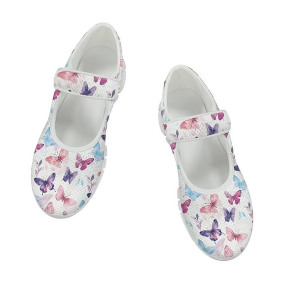 Psesaysky Butterfly Casual Shoes for Ladies Girls Light Shock-Absorption Velcro Sneakers Easy to Wear Size 5.5-10
