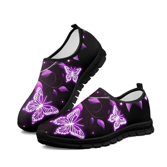 Psesaysky Butterfly Printed Casual Shoes for Girls Lightweight Comfortable Loafers for Women Size 5.5-11.5