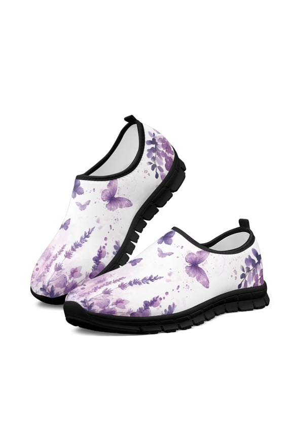 Butterfly Purple Sneakers Casual Shoes for Girls Women Shock-Absorption Comfortable Loafers 5.5-11.5