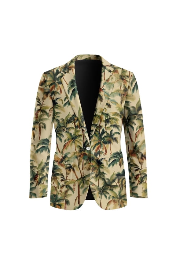 Camo Tree Print Blazers for Men Breathable Sport Coat with 2 Side Pockets Notched Lapel One Button Suit Jacket,S