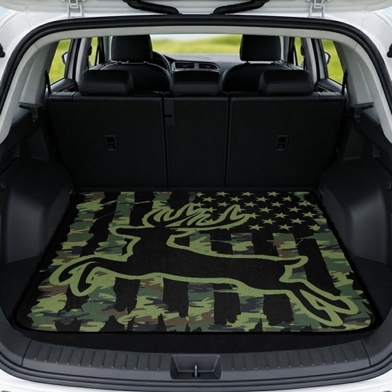 Psesaysky Camouflage Deer Flag Car Trunk Mat, Stylish Machine Washable Cargo Mat, Rear Cargo Mat for Vehicle Interior
