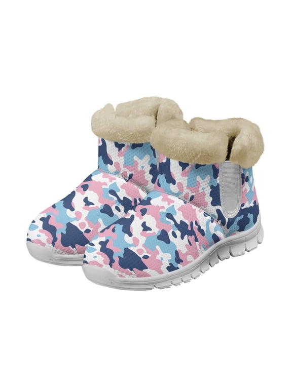 Camouflage Snow Boots for Women Wide Toe Comfortable Winter Boots Soft and Cozy Flannel Lining