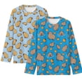 thumbnail image 1 of Psesaysky Capybara Graphic Long Sleeve Shirts for Boys 2 Pcak Casual Soft Tops Crew Neck Pullover T Shirts Winter Trendy Layering Tee for Kids 7-8 Years, 1 of 6