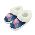 thumbnail image 1 of Psesaysky Cartoon Axolotl Whale Print Slippers for Women Indoor Non-Slip, Fuzzy Slipper with Thick Sole, Winter Warm House Shoes, Cozy Gifts for Women, Size 9-10, 1 of 7
