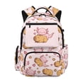 thumbnail image 1 of Psesaysky Cartoon Capybara & Axolotl Print with Heart Accents Casual Daypack with Lightweight, Large Capacity Padded Shoulder Straps 17 Inch Bookbag for Travel School, 1 of 10