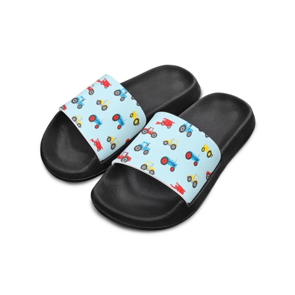 Psesaysky Cartoon Cars Sandals for Kids Boys Summer Indoor Outdoor Anti-Slip Lightweight Beach Sandals Shower Shoes Unisex House Slippers Black Sole Little Kid Size 11