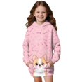 thumbnail image 1 of Psesaysky Cartoon Corgi Print Girls Hoodies Kids Long Pullover Hooded Sweatshirt Long hoodies for Girls Hoodie Dress with Pockets for 5-6 Years, 1 of 7