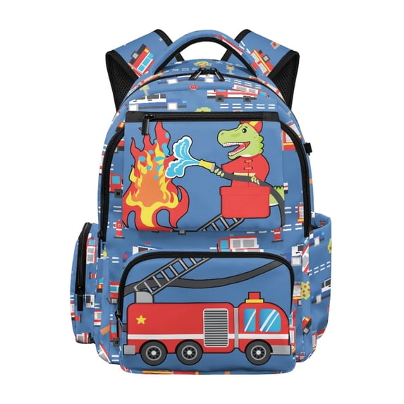 Psesaysky Cartoon Dinosaur Fire Brigade Elementary Bookbag with Soft Padded traspirante School Bags, Large Capacity 17 Inch Book Bag for Middle School Primary School Travel