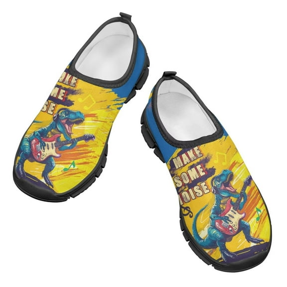 Psesaysky Cartoon Dinosaur Print Shoes for Kids Little Boys Casual Sneakers Suitable for Spring Autumn Size 11-15