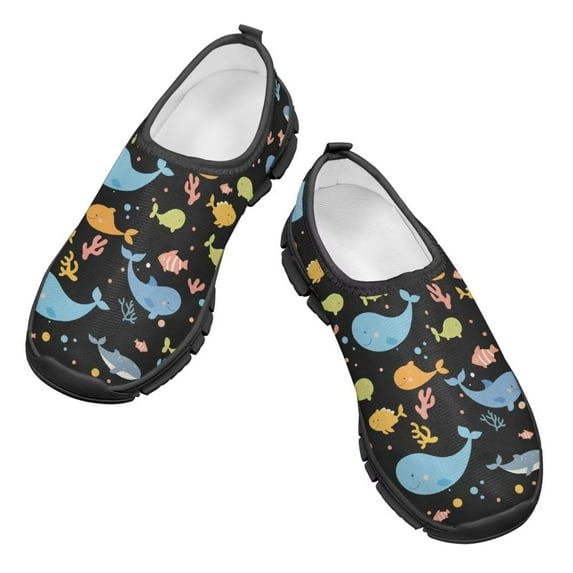 Psesaysky Cartoon Dolphins Print Shoes for Kids Little Girls Casual Sneakers Suitable for Spring Autumn Size 11-15