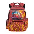 thumbnail image 1 of Psesaysky Cartoon Fire Truck with Flame Pattern Multi-Pocket Book Bag for Daily School Daily Commute, Waterproof Multi Pocket 600D Polyester School Bookbags, 1 of 9