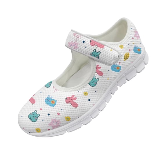 Psesaysky Cartoon Pattern Casual Shoes for Women Girls for School Lightweight Comfortable Walking Shoes Girls' Hook & Loop Casual Shoes