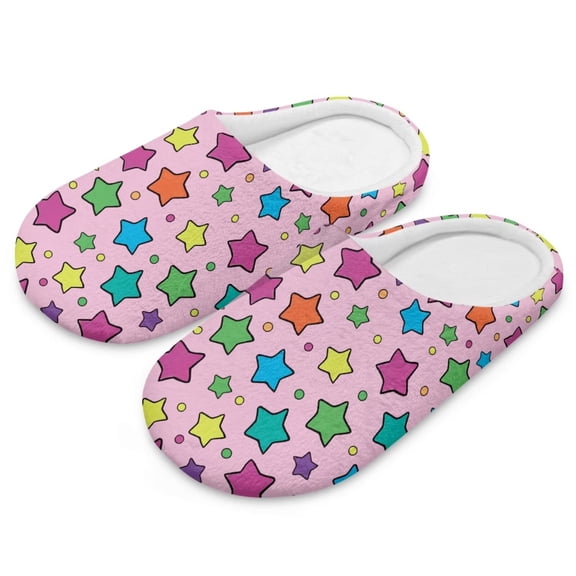 Psesaysky Cartoon Stars Print Slippers for Women Memory Foam House Bedroom Closed Toe Indoor Slipper Shoes Comfy Trendy Gift Slippers, Size 6-7