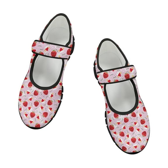 Psesaysky Cartoon Strawberry Velcro Shoes for Women Girls Breathable Comfortable Stylish Casual Shoes Size 5.5-10