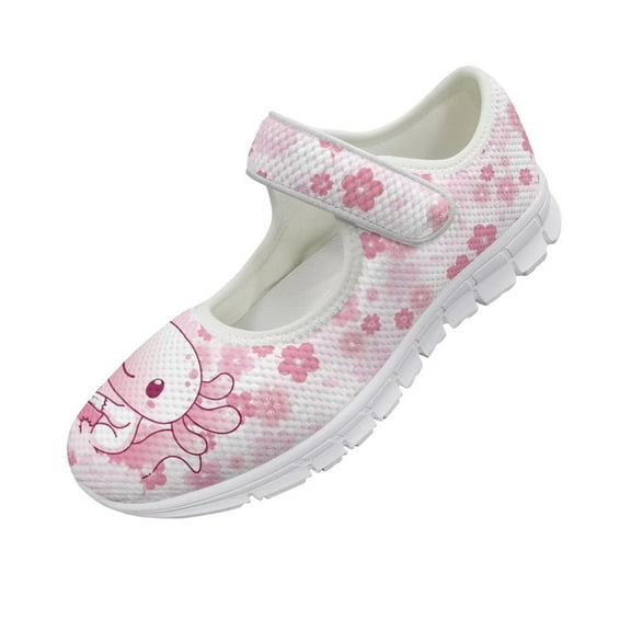 Psesaysky Casual Shoes with Lovely Axolotl for Women Hook & Loop Comfortable Durable Pink Walking Shoes Gift for Girls Size 5.5-10