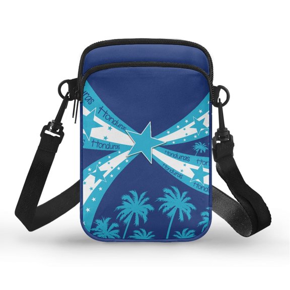 Psesaysky Cellphone Mini Crossbody Case with Star Palm Pattern, Double Deck Polyester Purse for Women and Men, Casual for Shopping Running