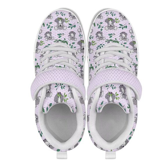 Psesaysky Children's Hook & Loop Sneakers Non-Slip and Wear-Resistant Running Shoes for Kids Cute Koala Pattern Comfortable Athletic Shoes