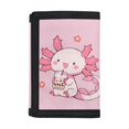 thumbnail image 1 of Psesaysky Children's Wallet Axolotl Boba Tea Print Easy Access Trifold Card Wallet for Outdoor, Polyester Fabric Lightweight Kids Trifold Wallet, 1 of 6