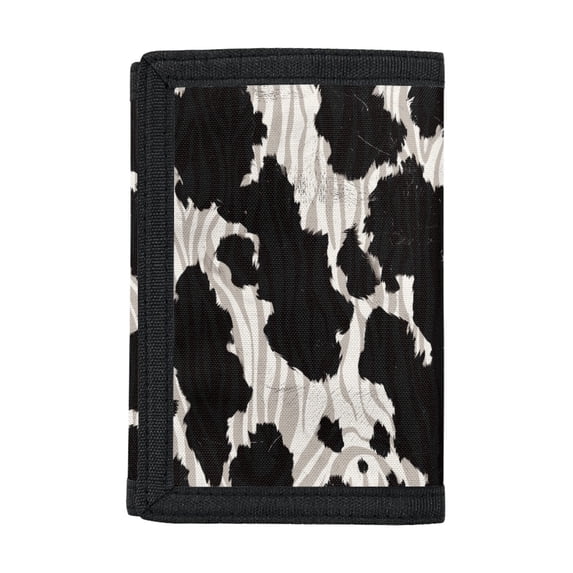 Psesaysky Children's Wallet Cow Print Zebra Stripe Lightweight Trifold Card Wallet for Travel, Polyester Foldable Kids Trifold Wallet