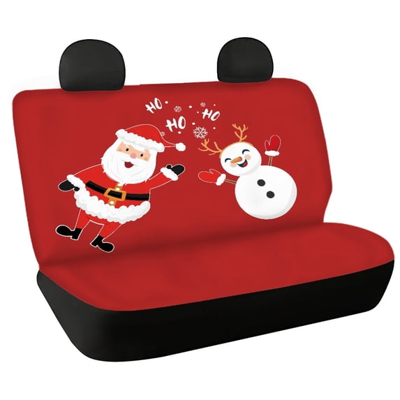 Psesaysky Christmas Car Back Seat Covers with Santa Snowman Art, 2 Piece Universal Bench Seat Covers for Auto SUV Sedan Van, Waterproof Dirt Proof Pet Protection