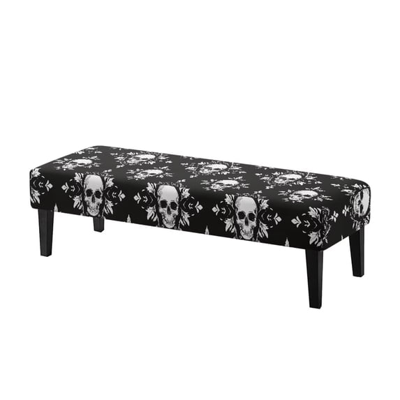 Psesaysky Christmas Dining Bench Cover, Skull Floral Print Stretch Washable Rectangle Bench Seat Covers, Dining Table Chair Slipcover for Dining Room, Living Room, Kitchen, Garden