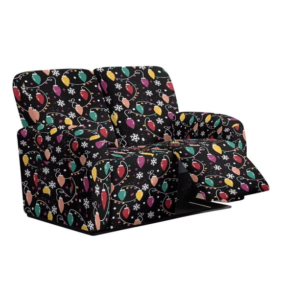 Psesaysky Christmas Lights Print Full Coverage Reclining Sofa Middle Console Cover 6-Piece Recliner Loveseat Cover Non-Slip Bottom