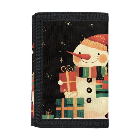 Psesaysky Christmas Snowman Trifold Card Wallet, Waterproof Polyester Slim Wallet for Kids Daily School and Sports Use