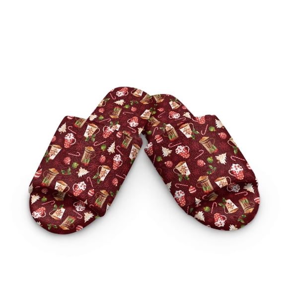 Psesaysky Christmas Sweets Print Slippers for Women Japanese Style House Slippers Indoor Breathable Open Toe Bedroom Slides Soft Sole Sandals for Home Use, Size 7.5-8.5