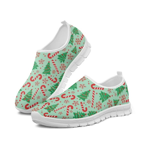 Psesaysky Christmas Tree Casual Shoes Women Lightweight and Breathable Walking Sneakers Wear-Resistant Hiking Shoes for Girls Ladies