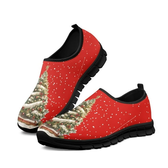 Psesaysky Christmas Tree Casual Shoes Women Lightweight and Breathable Walking Sneakers Wear-Resistant Hiking Shoes