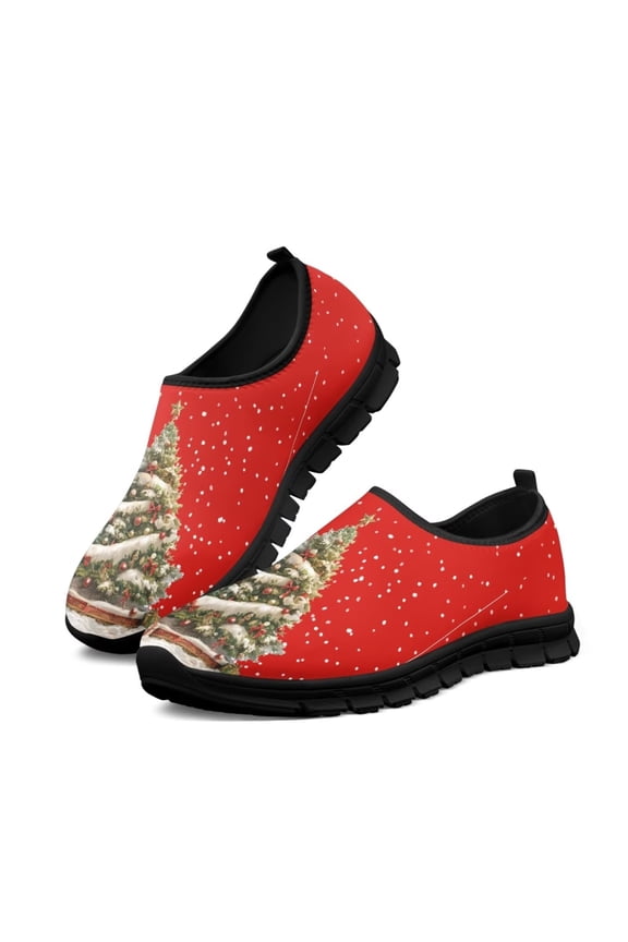 Christmas Tree Casual Shoes Women Lightweight and Breathable Walking Sneakers Wear-Resistant Hiking Shoes