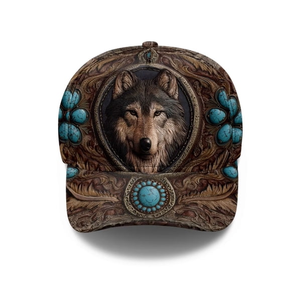 Psesaysky Classic Dad Hat with Tribal Wolf Print, Adjustable Unisex Cap for Casual Everyday Style
