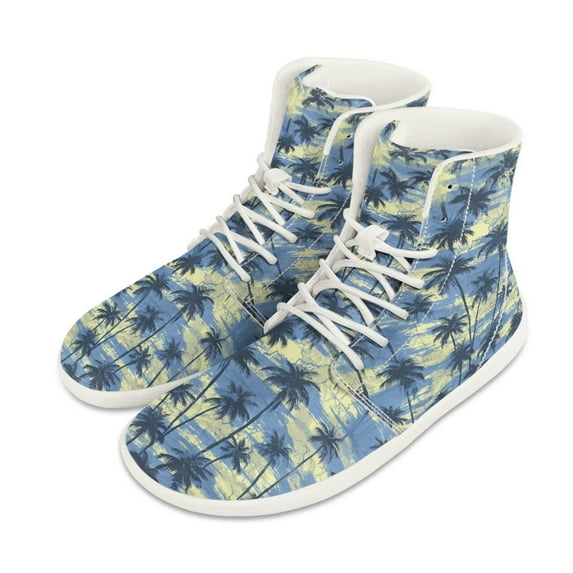 Psesaysky Coconut Tree Printed Sneakers for Women Minimalist Barefoot Shoes Fashion Casual Shoes Size 6-13.5