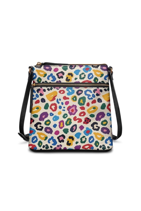 Colorful Leopard Print Women's Bucket Bag Crossbody Bag with Shoulder Strap Fashion Leather Crossbody Shoulder Purse for Lady Fashion Purses